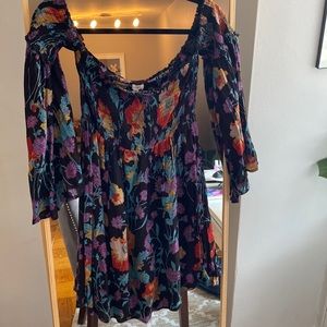 Floral Urban Outfitters off the shoulder mini dress